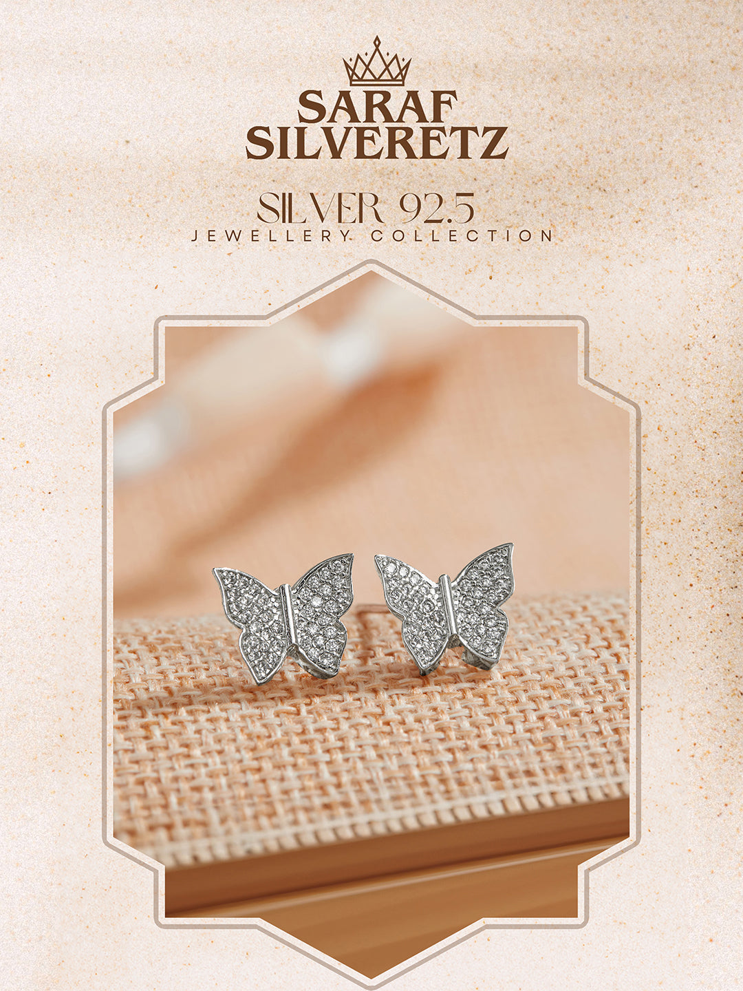 925 Sterling Silver Cubic Zirconia Butterfly Studds Earrings